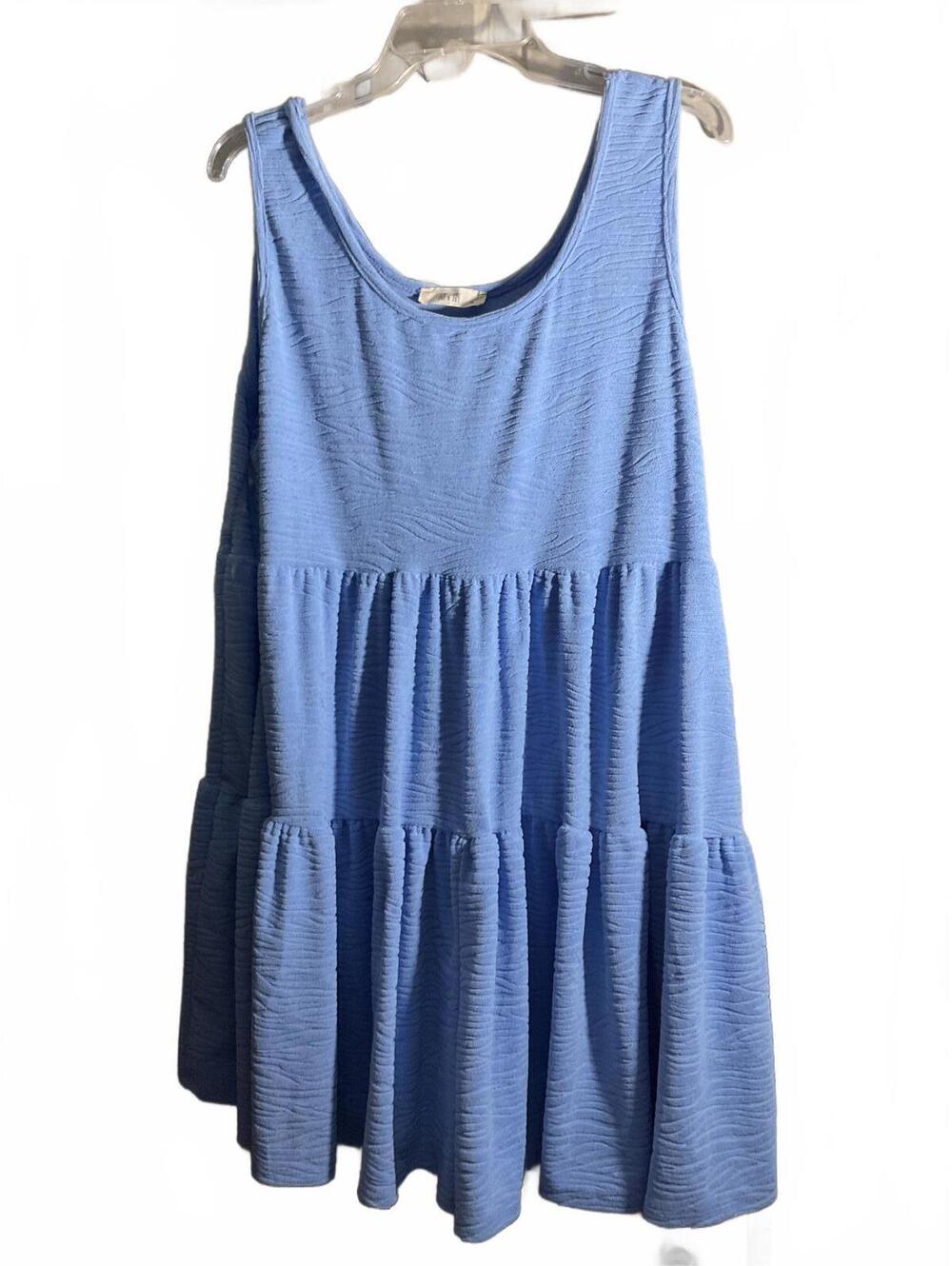 Jade by Jane Casual Blue Textured Tiered Knee Length Dress 1X